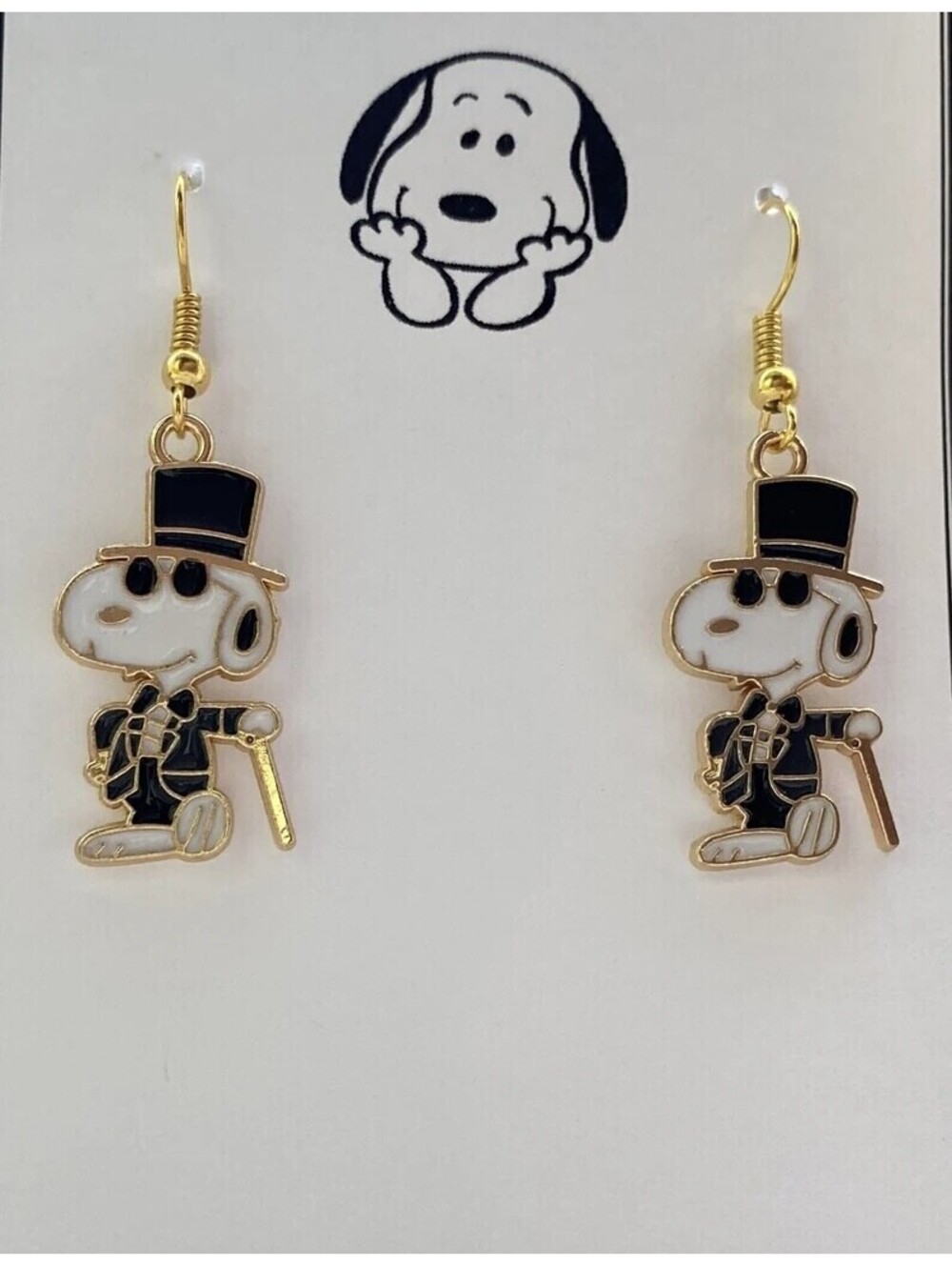 New Classic Super Cute Snoopy Astaire with Top Hat 🎩 Cane Tux Earrings  Peanuts